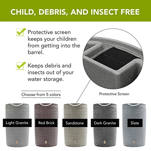 Good Ideas IMP-D50-DAR Impressions Downton Rain Saver Rain Barrel, 50 Gallon, Dark Granite - Image 19