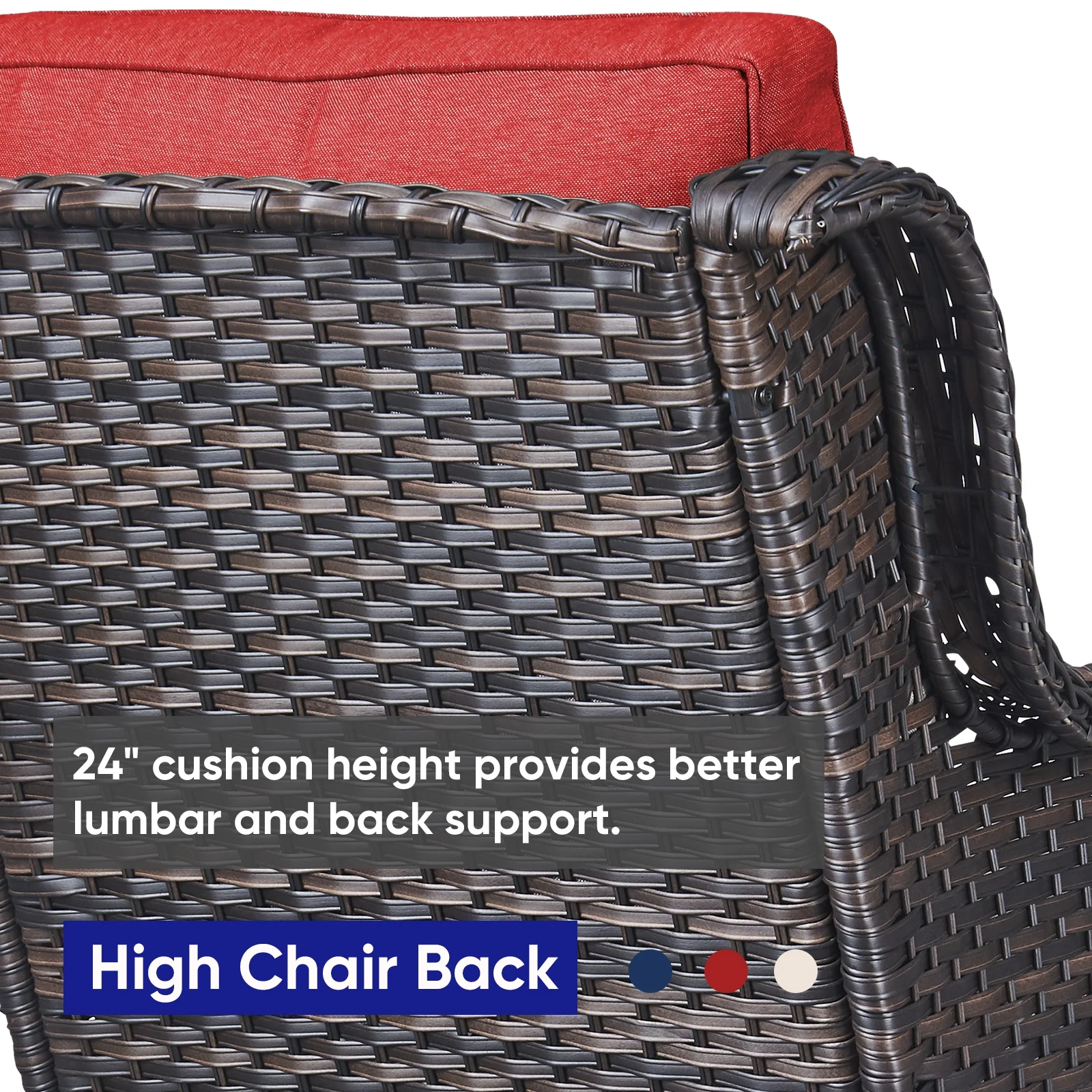 POCASSY 3 Piece Patio Set Outdoor Wicker Glider Rocking and Swivel Chairs with Cushions - Image 44