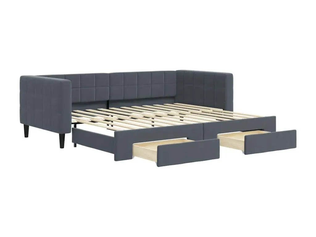 Sofá cama Andreuworldcasa con cajones terciopelo gris oscuro 90x200 cm