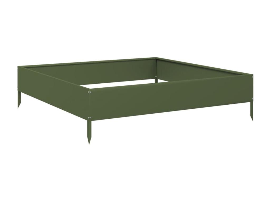 Arriate de acero verde oliva 100x100x26 cm