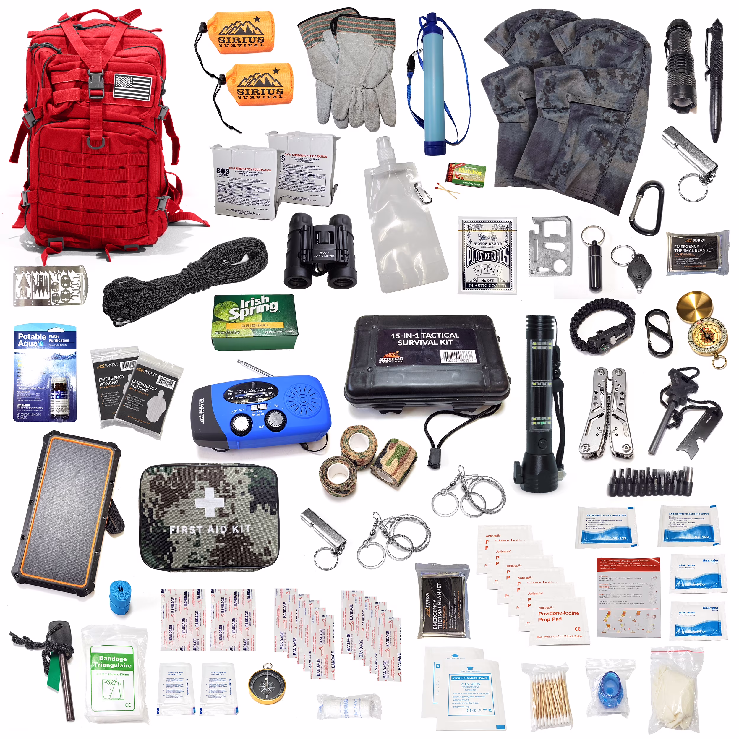 Pre-Packed Emergency Survival Kit/Bug Out Bag for 2 - Over 175 Total Pieces of Disaster Preparedness Supplies for Hurricanes, Floods, Earth Quakes & Other Disasters, Black - Image 11