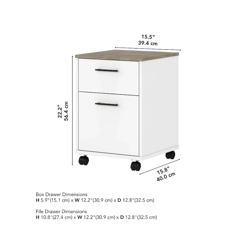 Bush Furniture Key West Mobile File Cabinet with 2 Drawers