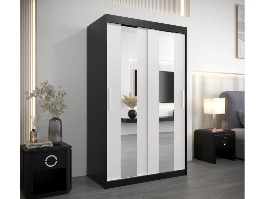 Armario Decounico de puertas correderas 200/120/62 2 puertas (negro/blanco)