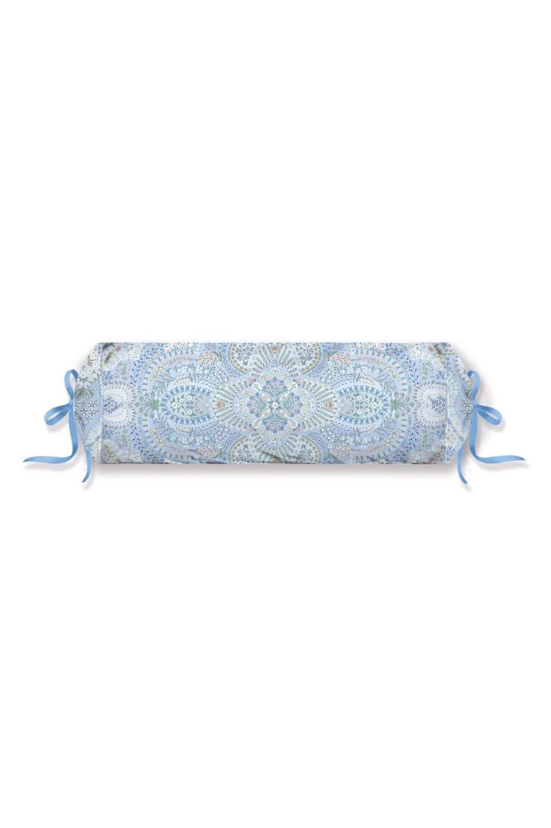 Roll Cushion Moon Flower Light Blue