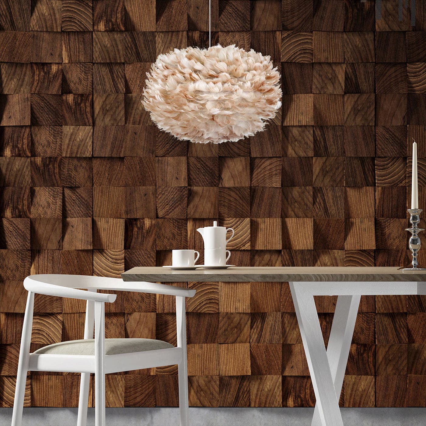 Umage Eos Medium hanglamp light brown - met koordset wit - Ø 45 cm