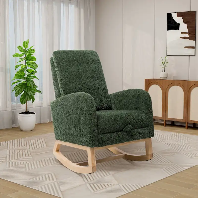 Ergonomic High Back Rocking Chair with Adjustable Footrest