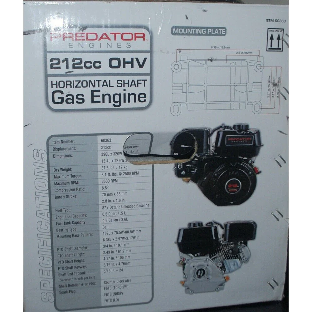 2025 Predator Horizontal Shaft Engine – 6.5 HP, 212cc