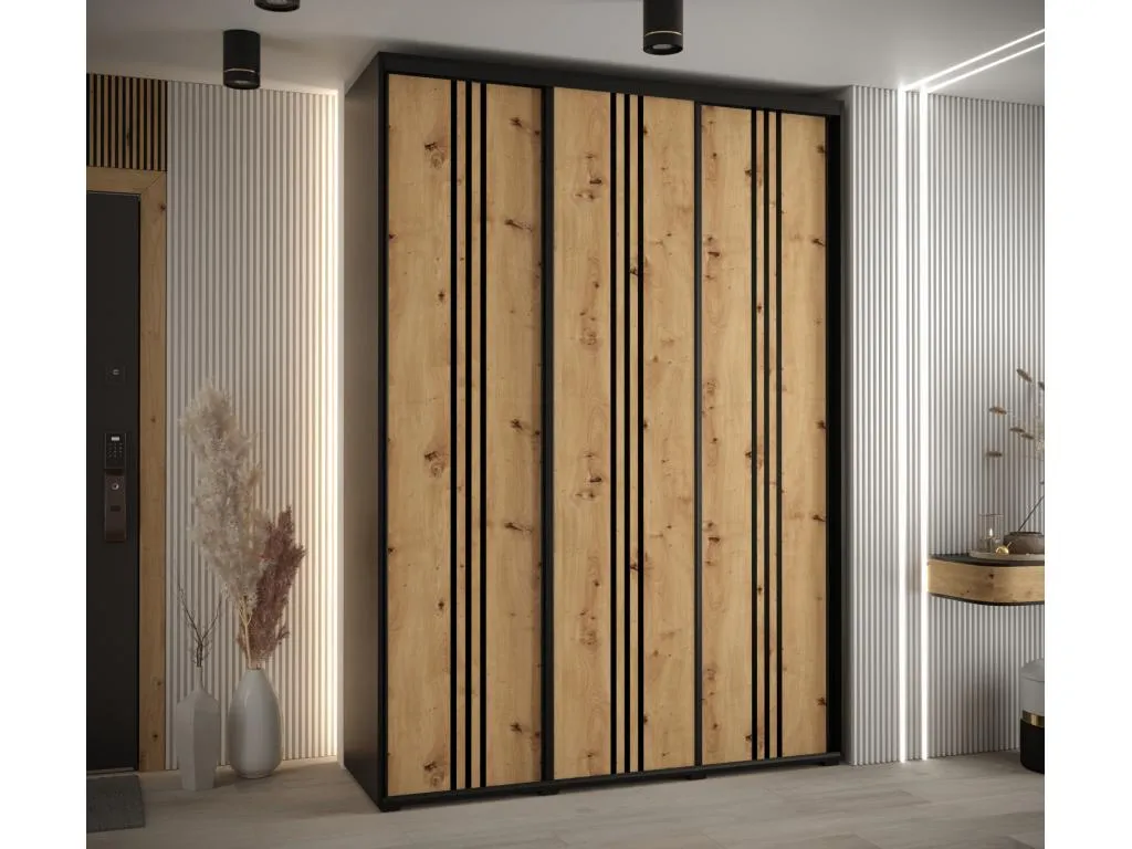 ARMARIO Hogarmini 6 DE PUERTAS CORREDERAS 235.2/180/45 3 puertas (Negro/Artisan/Negro) 92133duuz