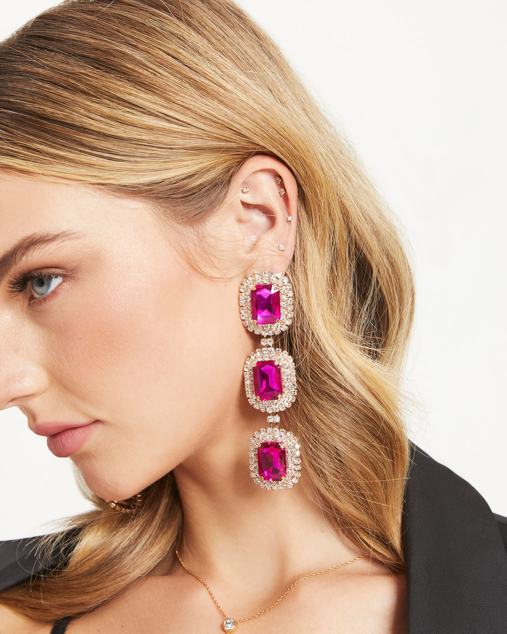 Penelope Gemstone Drop Earrings - Pink - Se7enfashion