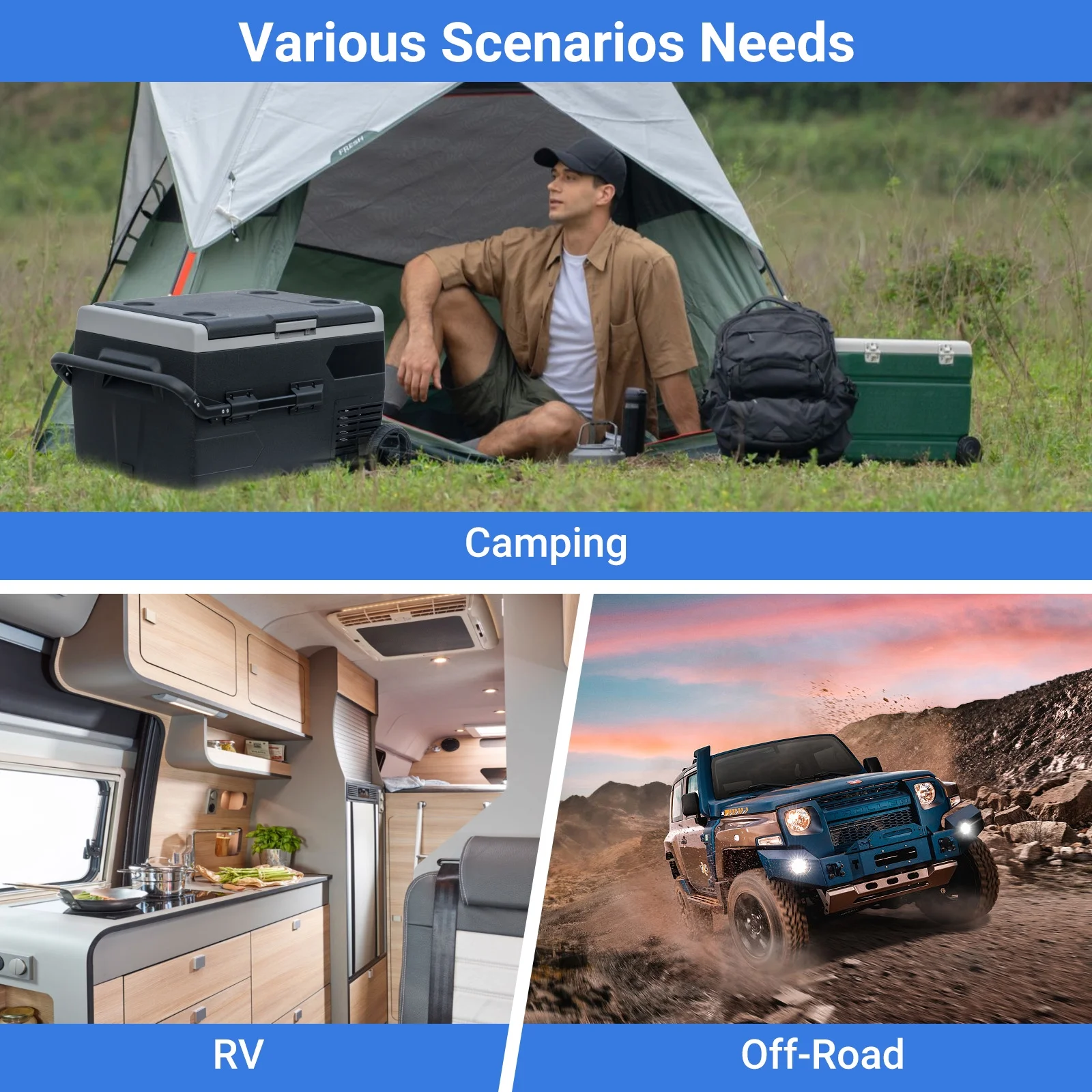 Smad 50L Camping Mini Fridge Freezer 12V/24V Car Fridge, Quiet Electric Compressor Cool Box - Image 3