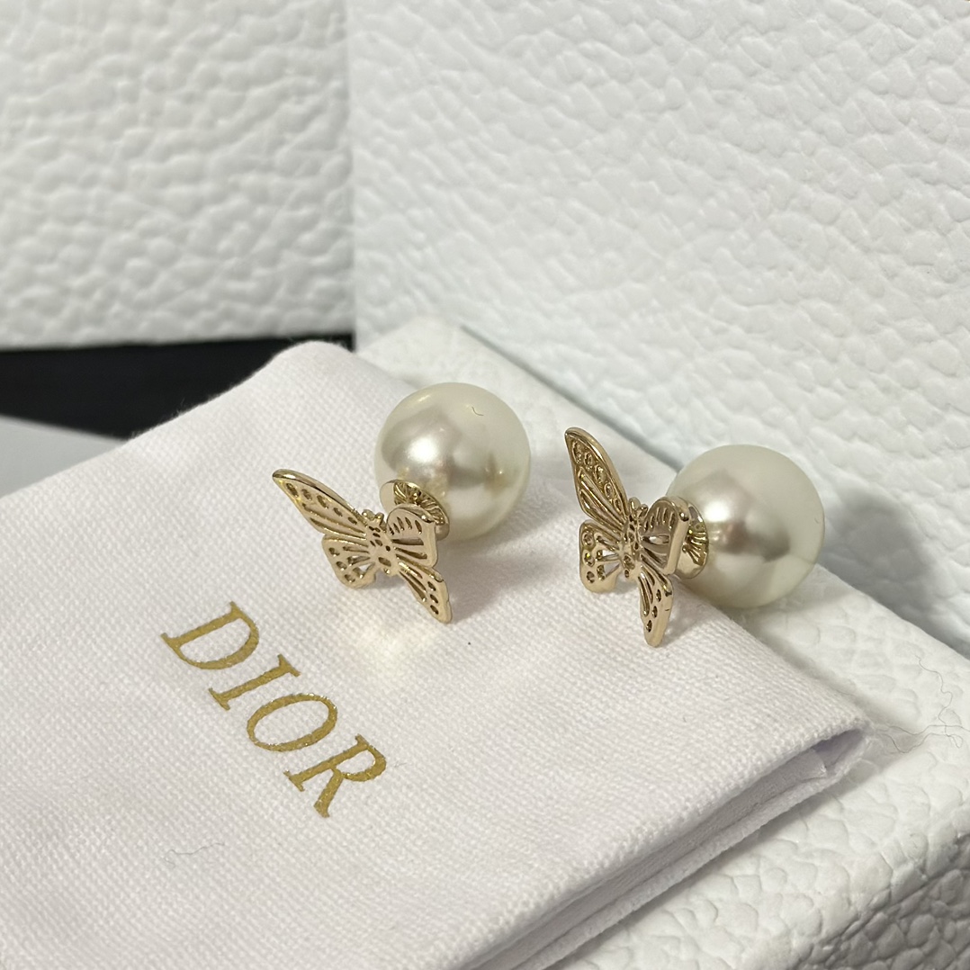 Dior Hollow Butterfly Stud Earrings - Original Replica Club