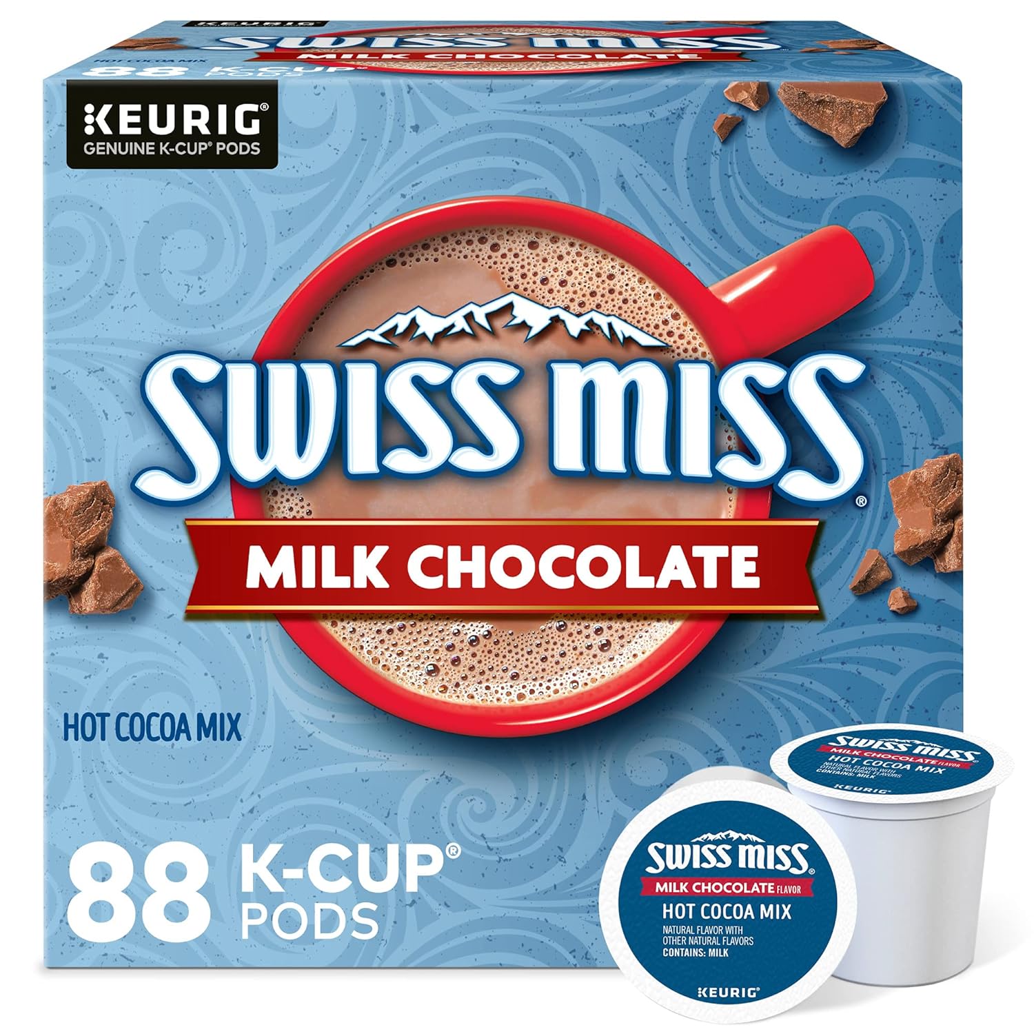 Swiss Miss Milk Chocolate Hot Cocoa. Keurig Single-Serve K-Cup Pods. 88 Count (4 Packs of 22)