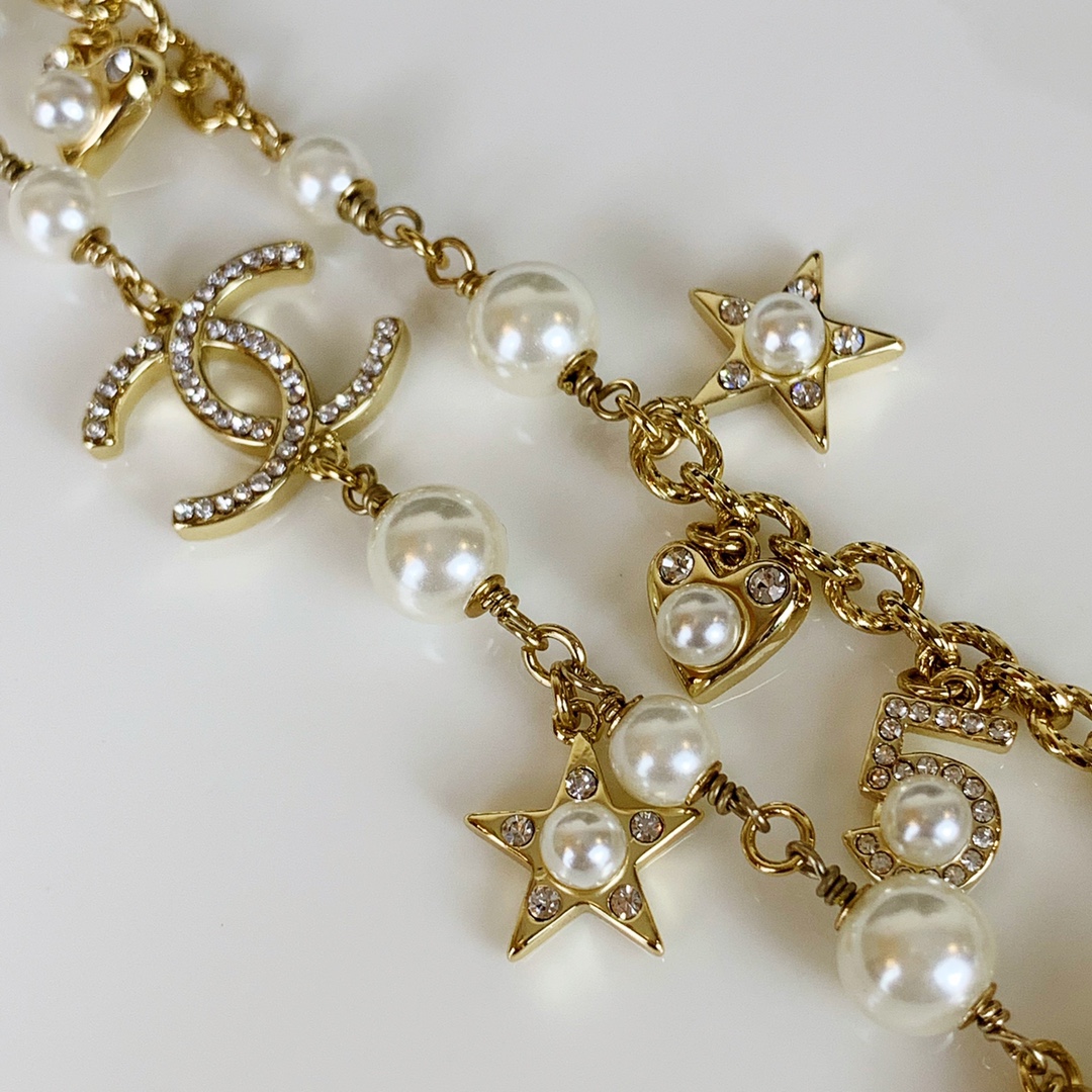 Chanel Princess Star Heart NO.5 Pearl Charms Necklace - Original Replica Club