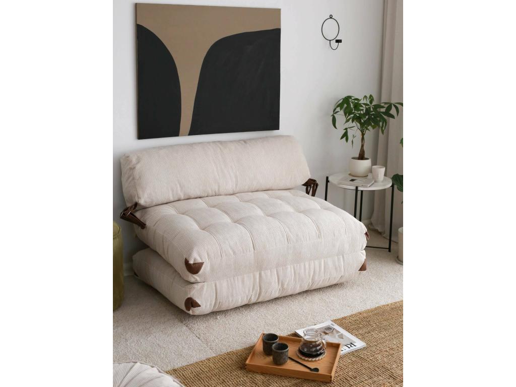 Sofá cama 2 plazas Homelyvo - Sofá transformable - Sofá para invitados - Sillón cama con almacenaje - 120x75 h79 cm - Blanco