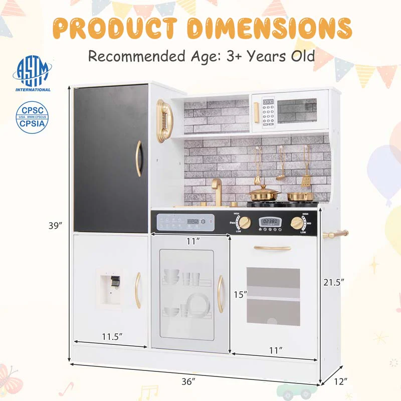 Eletriclife Pretend Play Kitchen with Utensils for Kids Aged 3+