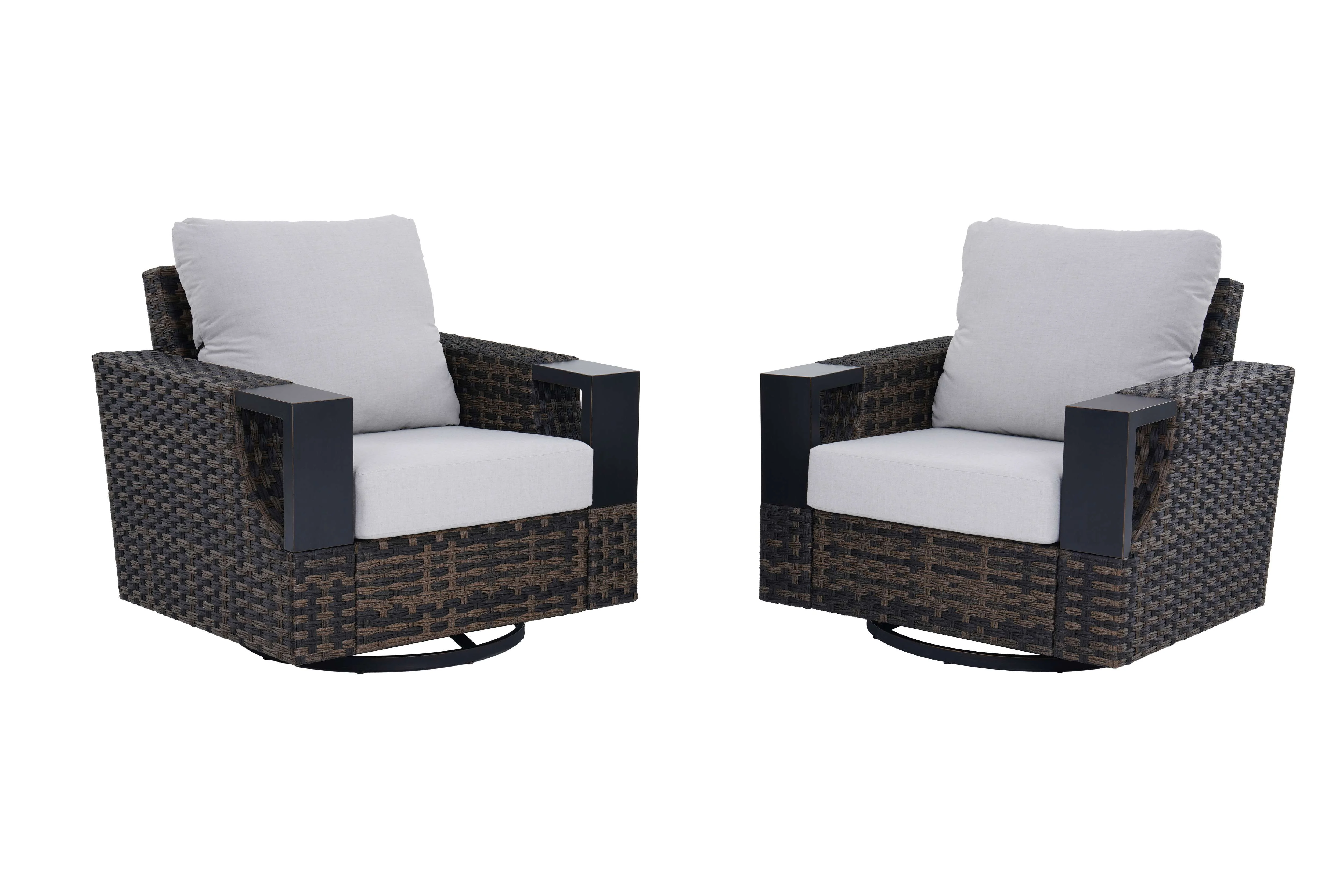 Better Homes & Gardens Rockport Club Swivel Chairs, Brown, 2 Pack - Image 2