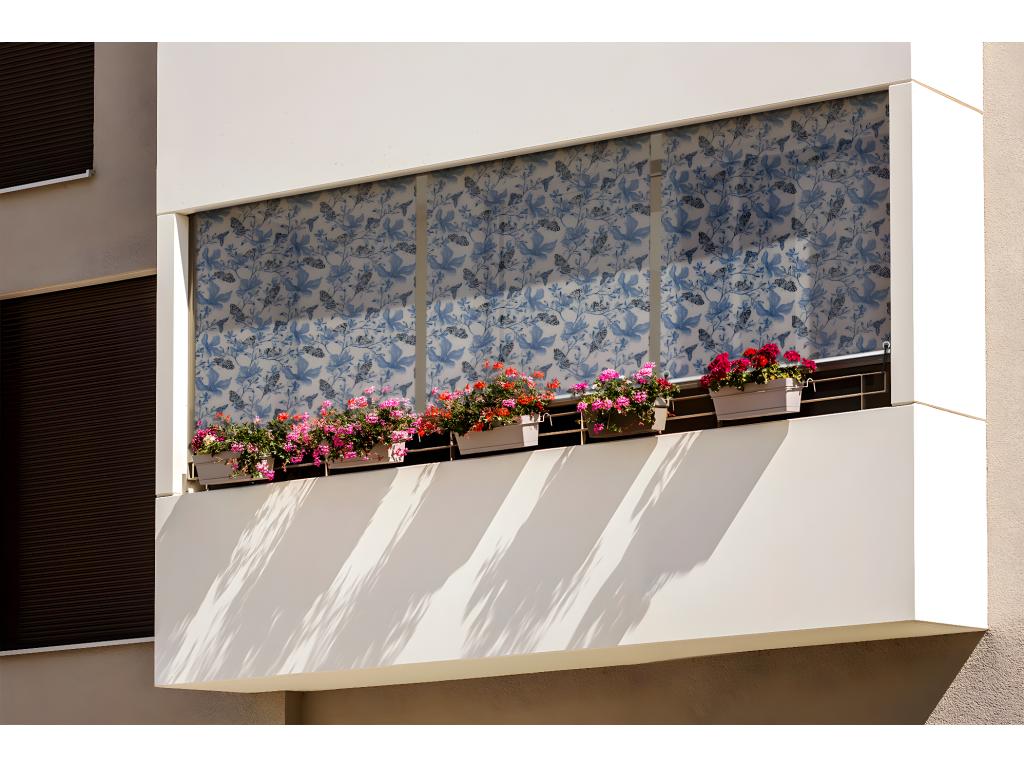 Original cortina enrollable exterior - 100x180 cm - Flores y mariposas Cortinas enrollables para balcones, Cortinas enrollables para balcones, Cortinas para sombrillas