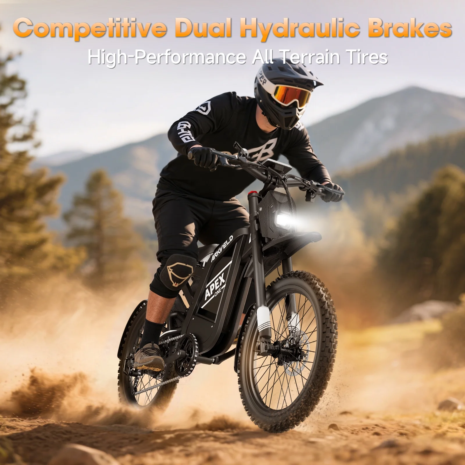 Arkveld Electric Bike for Adults, Peak-3000W, Max 40MPH and 80Miles Electric Motorcycle,25" Fat Tire Dirt Bike, APEX1 7-Speed E-Bike-White - Image 6