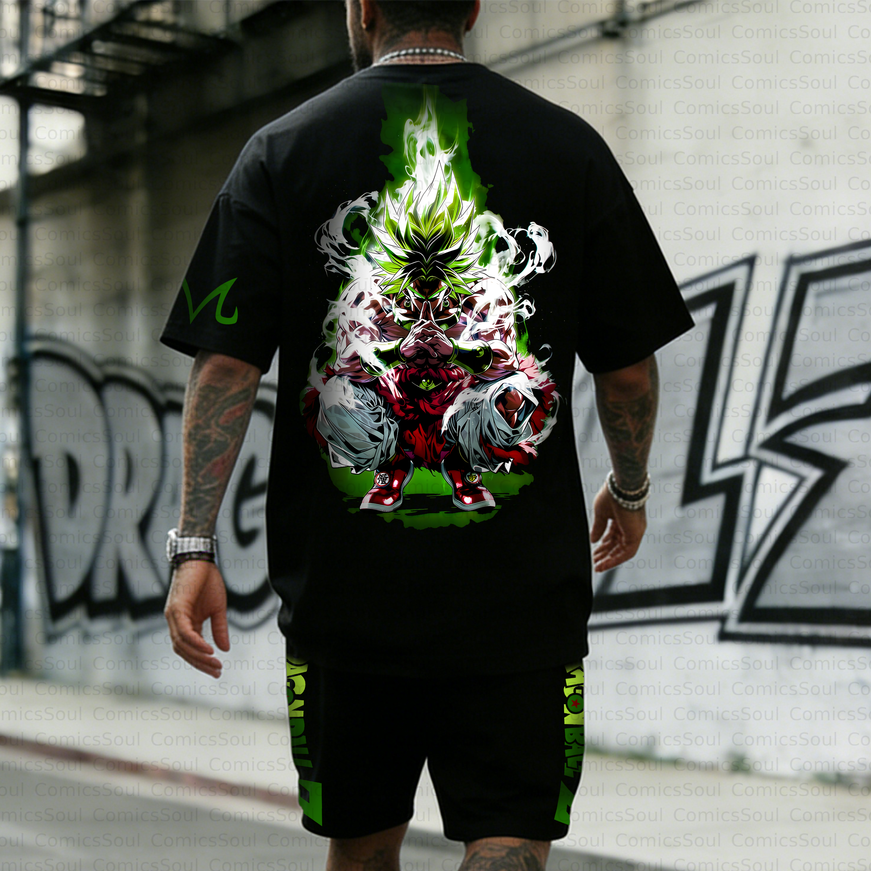 Unisex Anime Inspired Vintage T-shirt& Shorts 2 Pieces Set