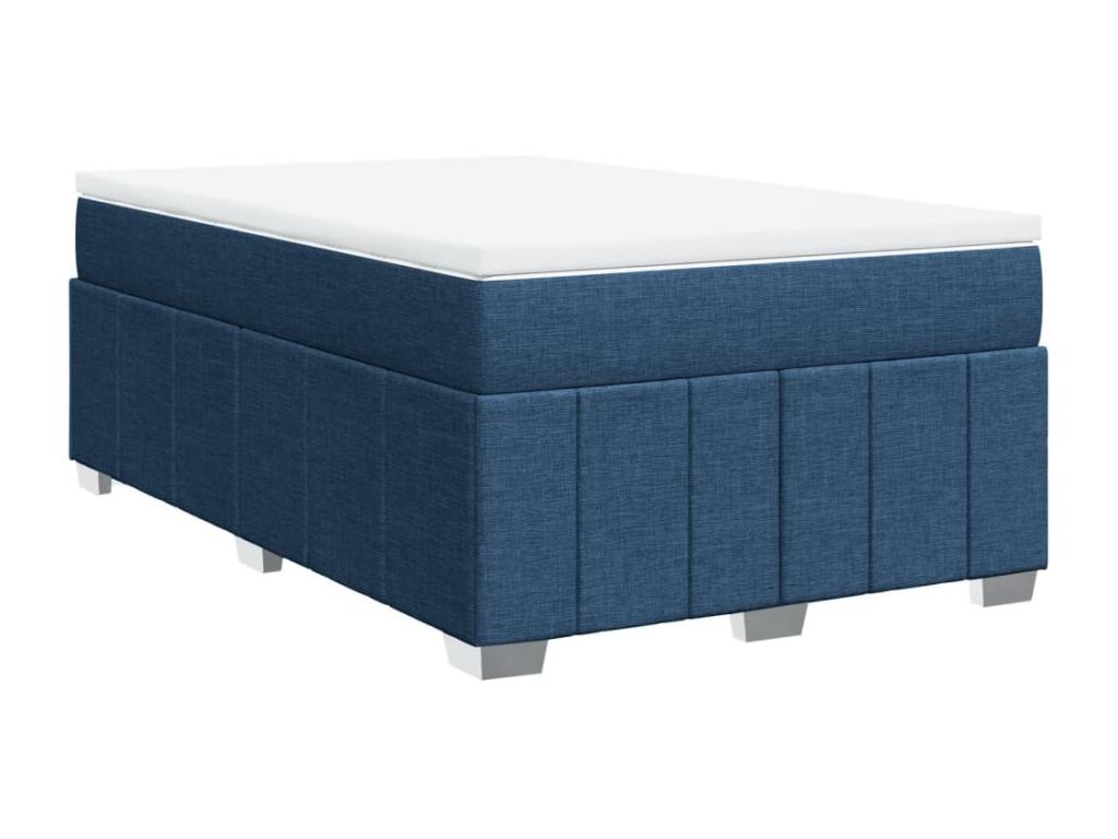 Cama box spring con colchón tela azul 120x190 cm