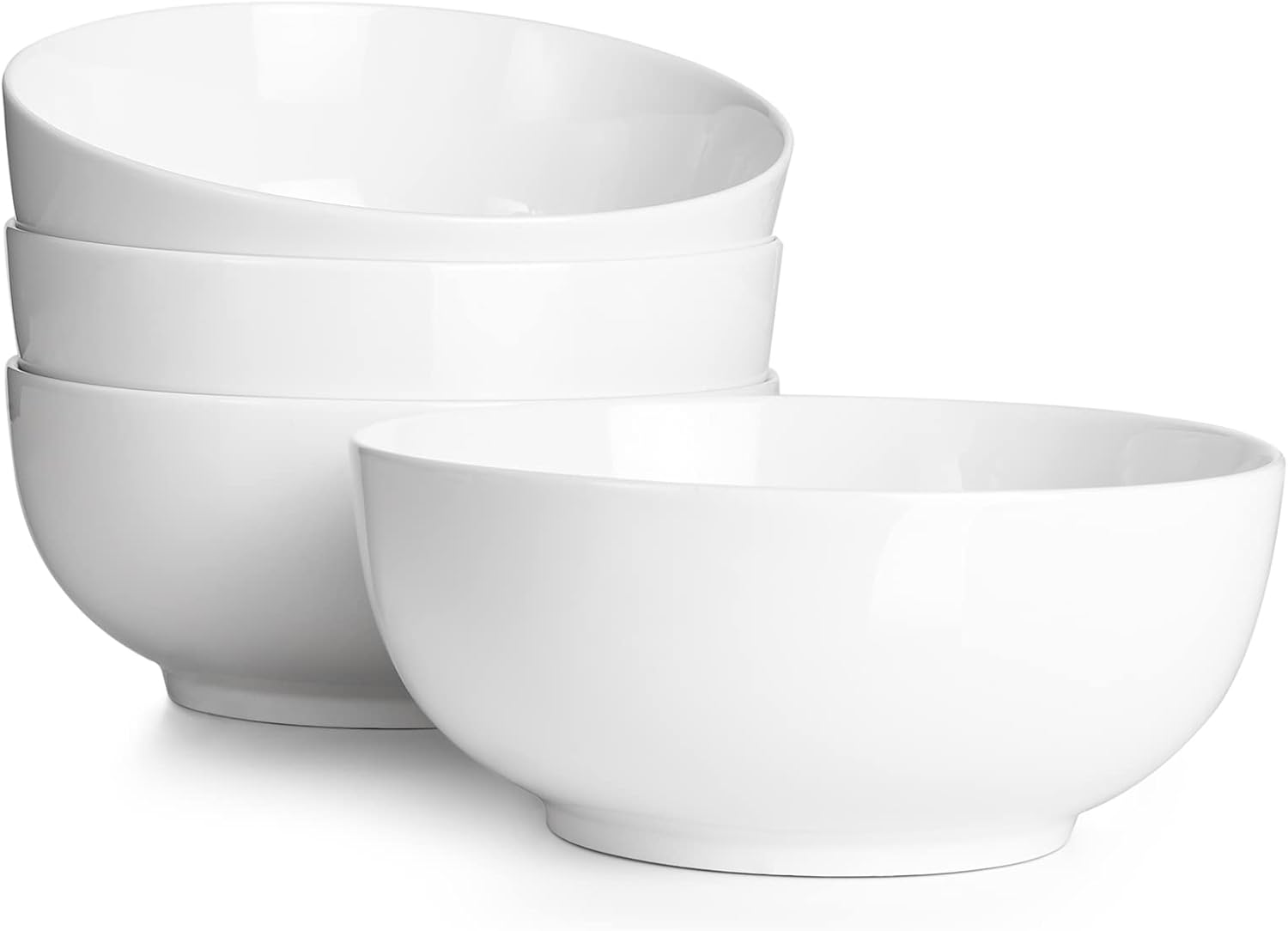 DOWAN 22 OZ White Ceramic Bowls Set of 4 - Perfect for Soup Bowls for Kitchen, Cereal Bowl, Ramen Bowl, Microwave Safe for Oatmeal, Fruit,Salad and Rice Bowl - Dishwasher & Microwave Safe
