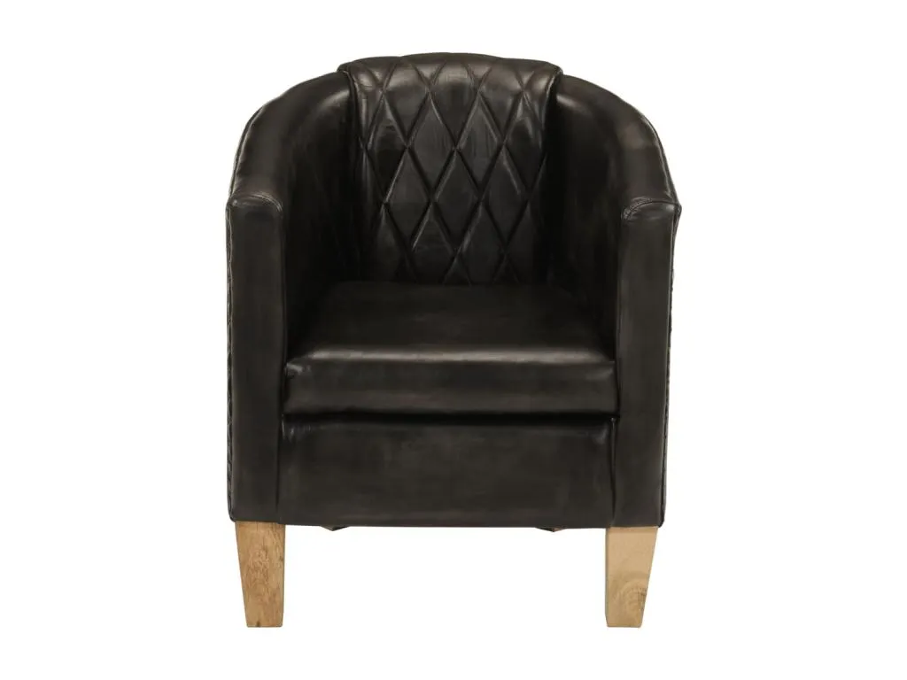 Sillón butaca de cuero auténtico gris