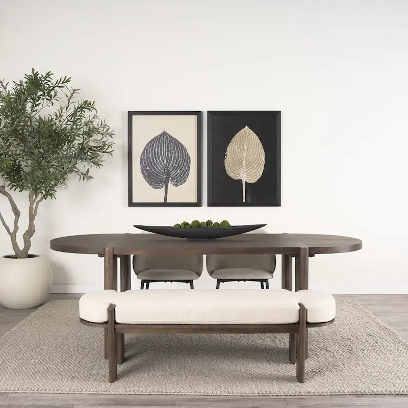 Sohan Dark Elm Oval Dining Table - Dimensions: 91.0L x 38.0W x 30.0H