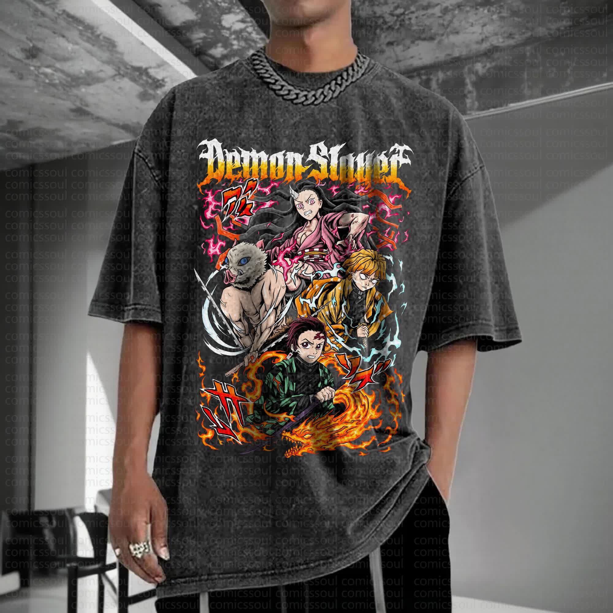 Unisex Anime Inspired Vintage Washed T-Shirt丨Comicssoul