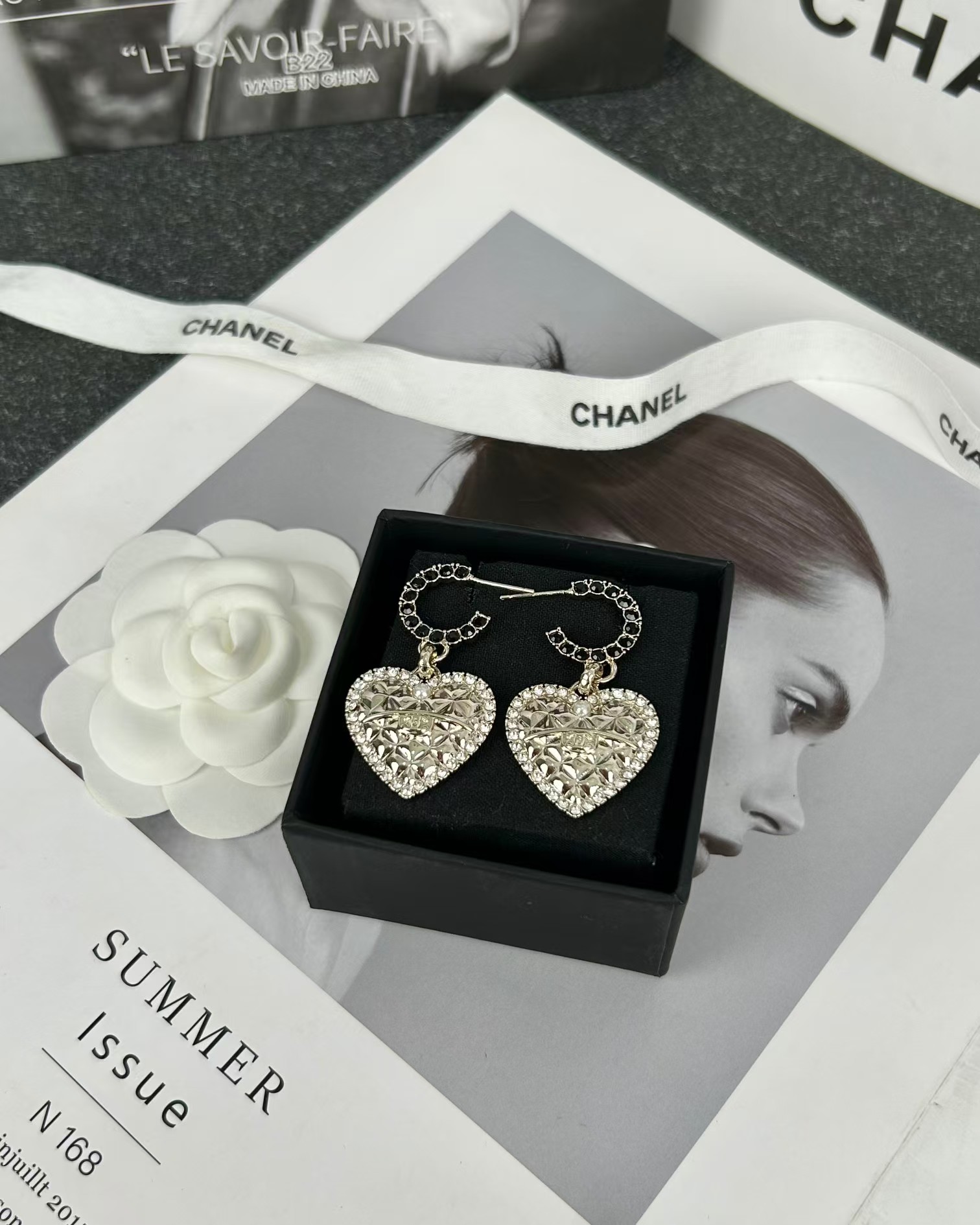 Chanel Hoop with Heart Dangle Earrings - Original Replica Club