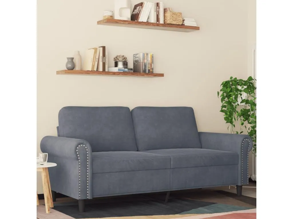 Sofá de 2 plazas de terciopelo gris oscuro 140 cm wjye97916