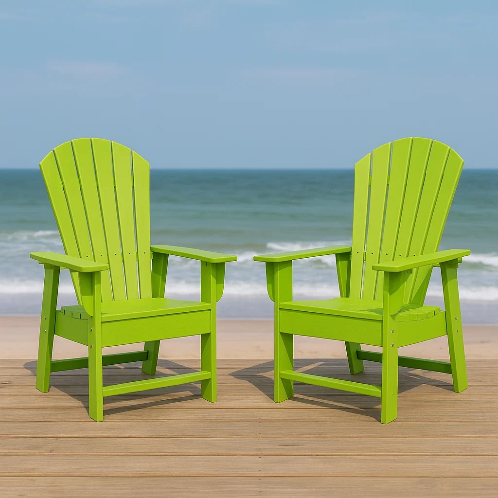 Silla Adirondack,conjunto de 2 piezas,color verde,plástico,para exterior