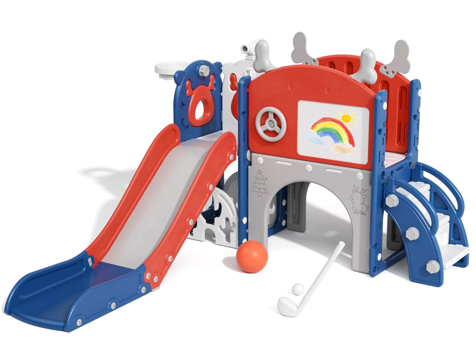Korimefa 11-in-1 Toddler Slide Set with Golf, Basketball Hoop, Kids Slide for Toddlers Age 1-4, Climber Slip and Slides, Baby Outdoor Toys - Image 56
