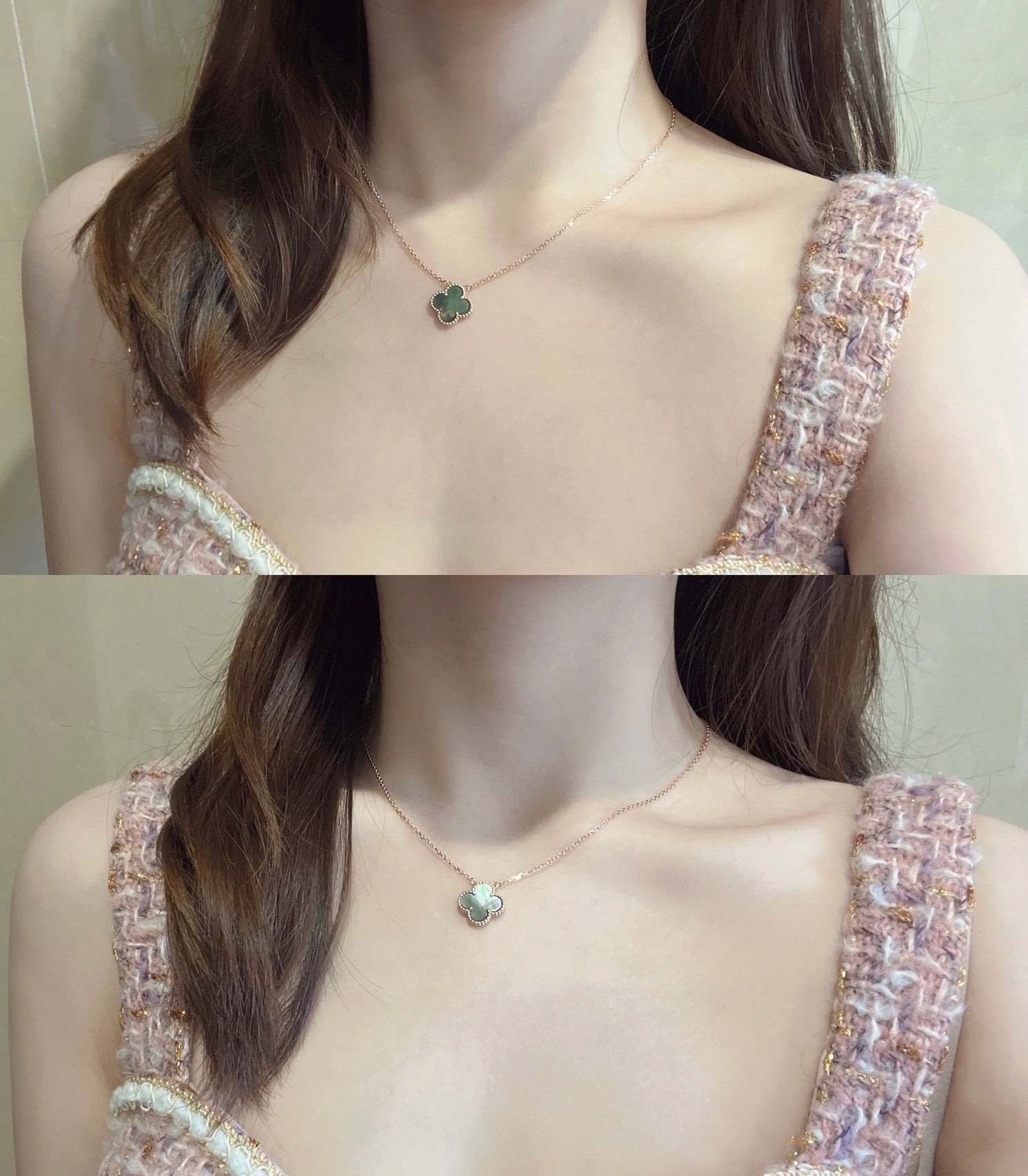 VCA Rose Gold Gray Mother of Pearl Clover Pendant Necklace - Original Replica Club