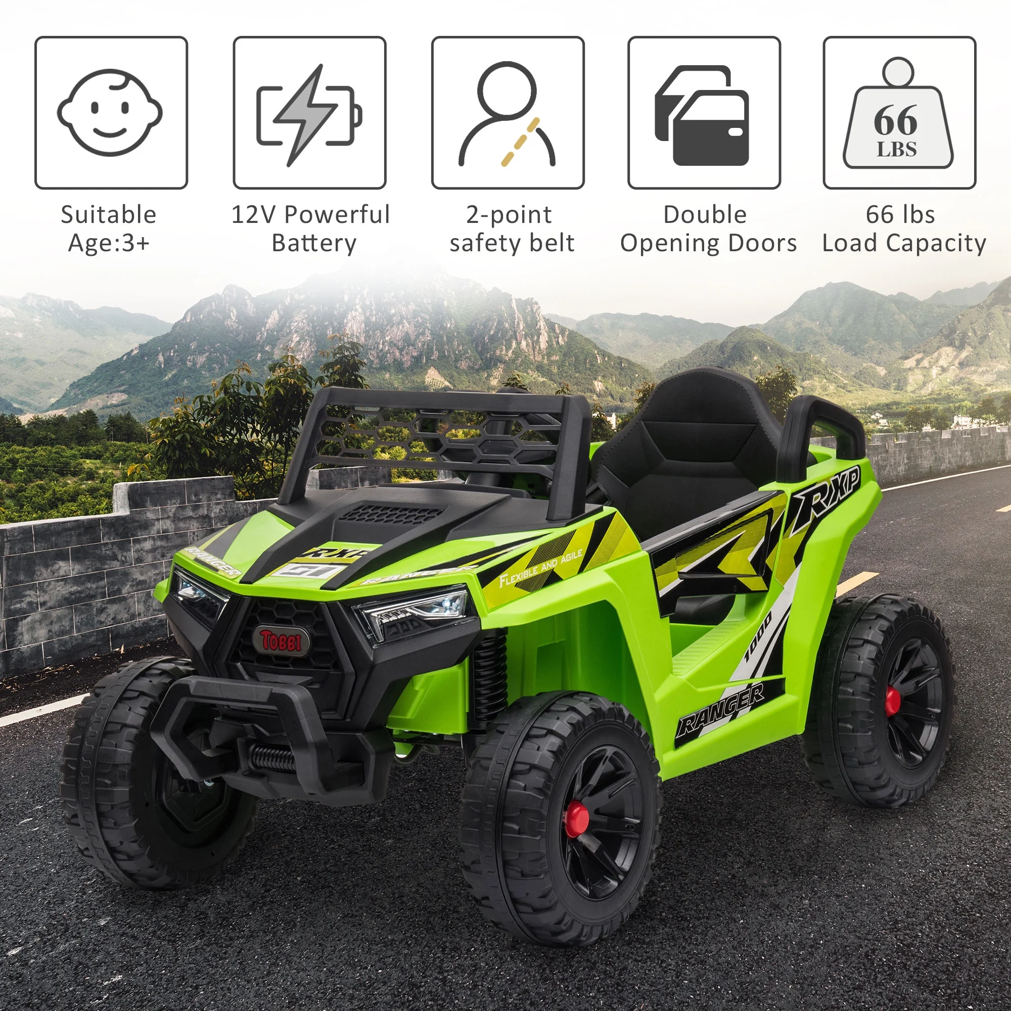 TOBBI 12V Kids Electric off-Road UTV Truck Car Battery Powered Ride on Toys for Girls with LED Headlights, Music, Horn - Image 34