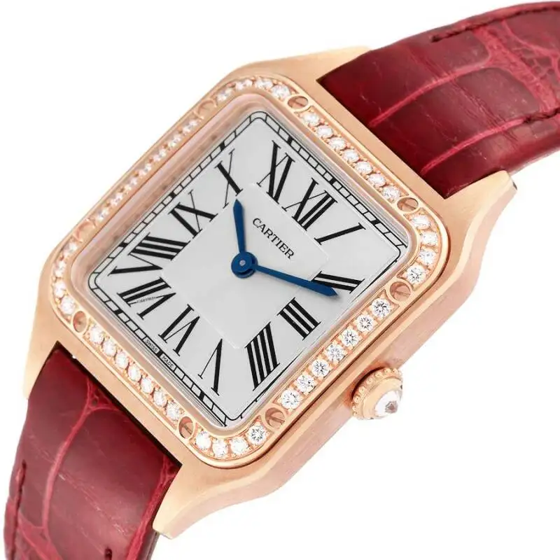 Cartier Santos-Dumont Men Quartz Silver Leather Watch WJSA0016
