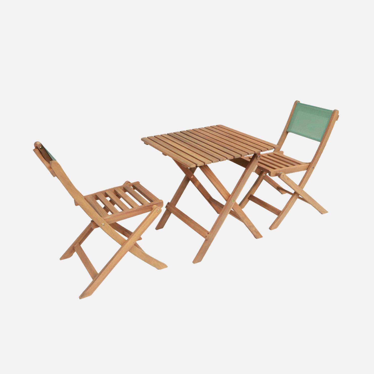 Elise - Set mesa de jardín bistró infantil de madera de acacia con 2 sillas