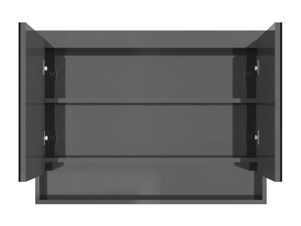 Armario de baño con espejo MDF gris brillante 80x15x60 cm