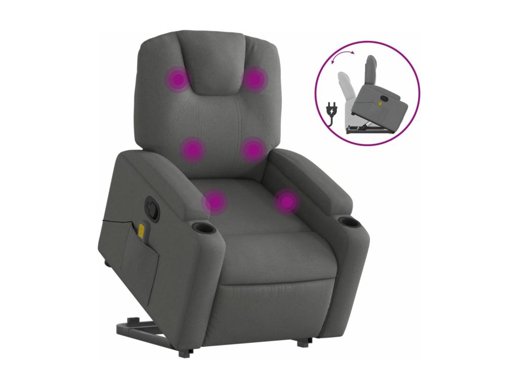 Silla de masaje reclinable de pie de tela gris oscuro
