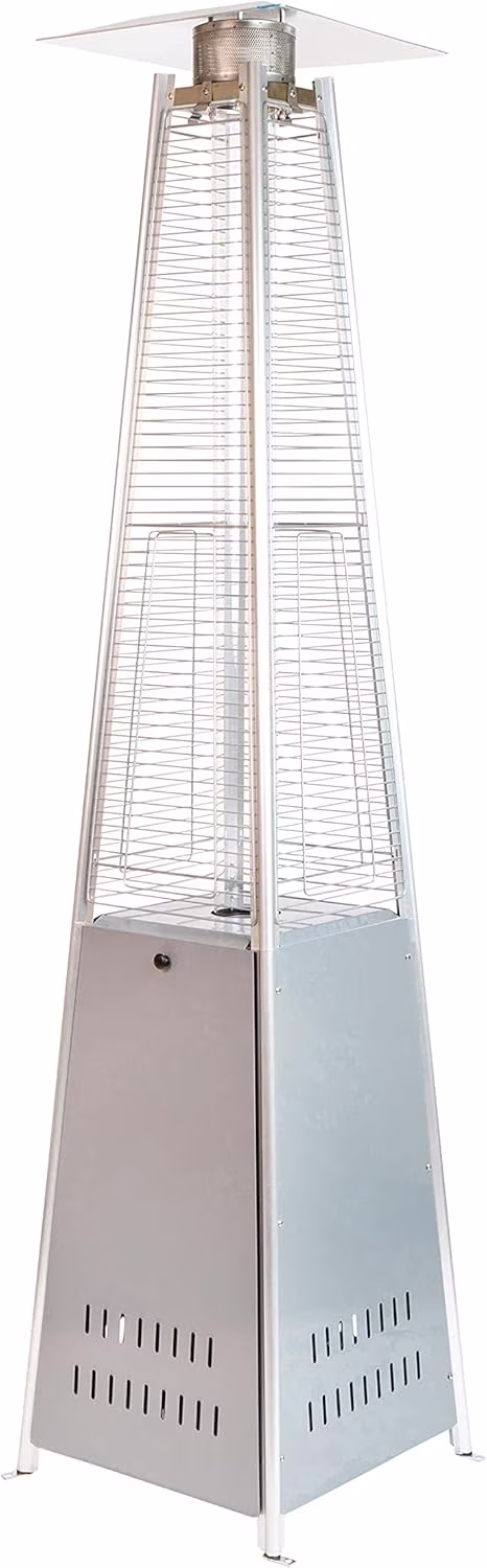 Segmart 48,000 BTU Pyramid Patio Heater, Tall Standing Outdoor Propane Heater with Wheels & Tip-Over Safety Protection, Visible Flame Glass Tube for Backyard, Garden, Commercial Use - Gray - Image 3
