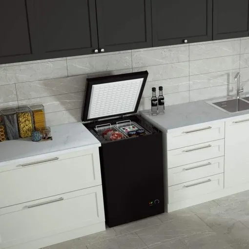 Chest Freezer – 3.5 Cu Ft with 2 Removable Baskets – Reach In Freezer Chest – Quiet Compact Freezer – 7 Temperature Settings – Black