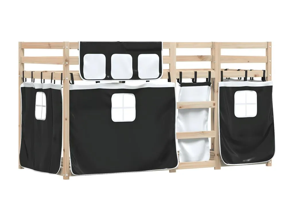 Litera con cortinas Banakdecoracion maciza Banakdecoracion blanco y negro 80x200 cm 69386EOLR