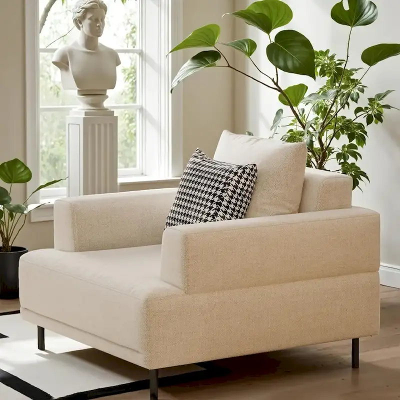 Contemporary Deep Seat Sofa with Cushions, Elevated Legs, Cozy Living Room Seating, Ideal for Apartments