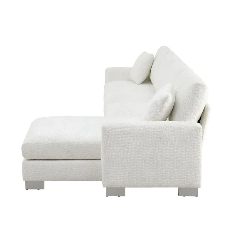 Spacious L-Shaped Chenille Sectional Sofa with Chaise Lounge for Living Room, Apartment, or Office