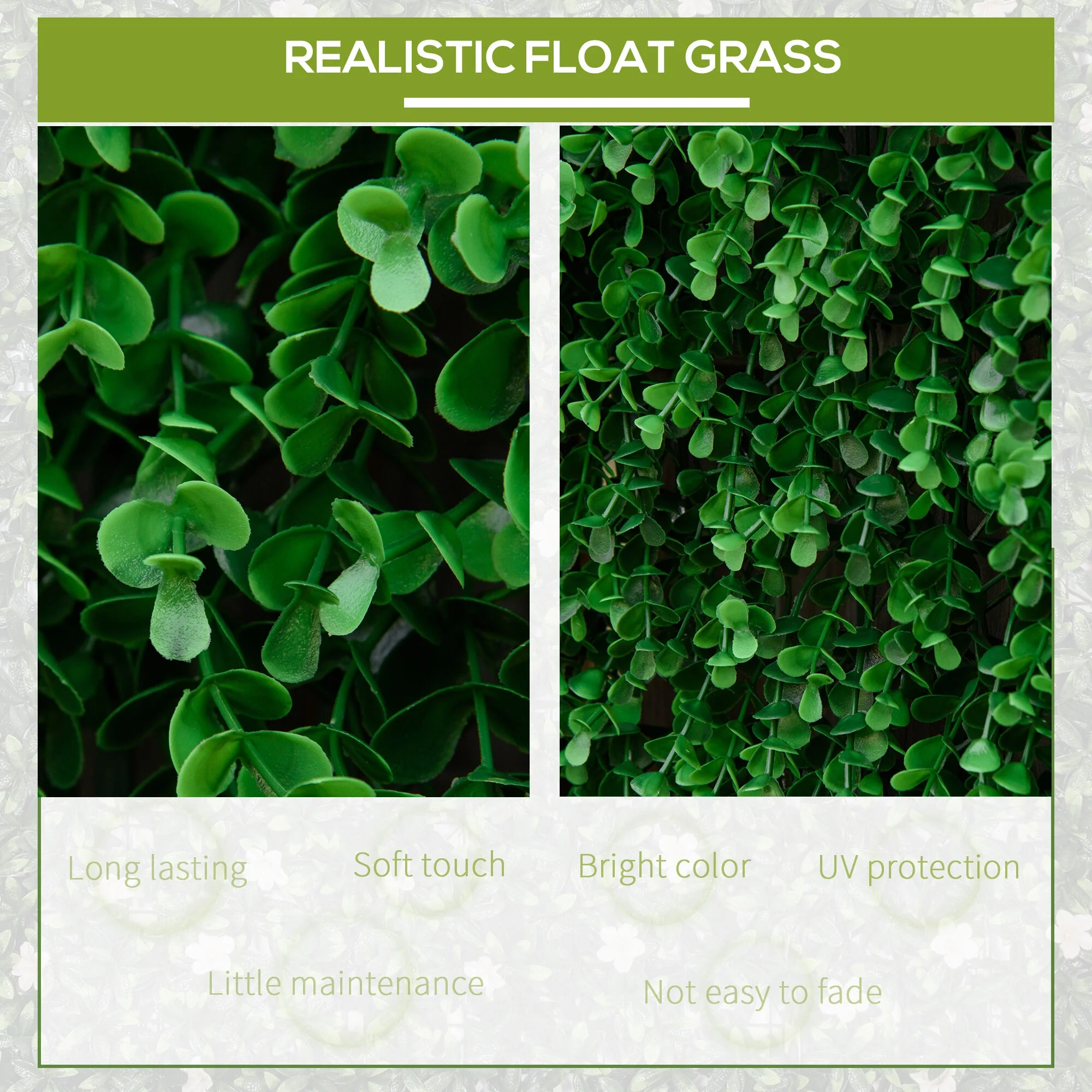 DUOSONG Outsunny Grass Wall Panels, 20" X 20" Artificial Grass Wall Decor,Greenery Backdrop Panels Wall For Outdoor, Indoor, Garden, Fence, Backyard, Fresh Green Green POLYETHYLENE Garden & Outdoor - Image 6