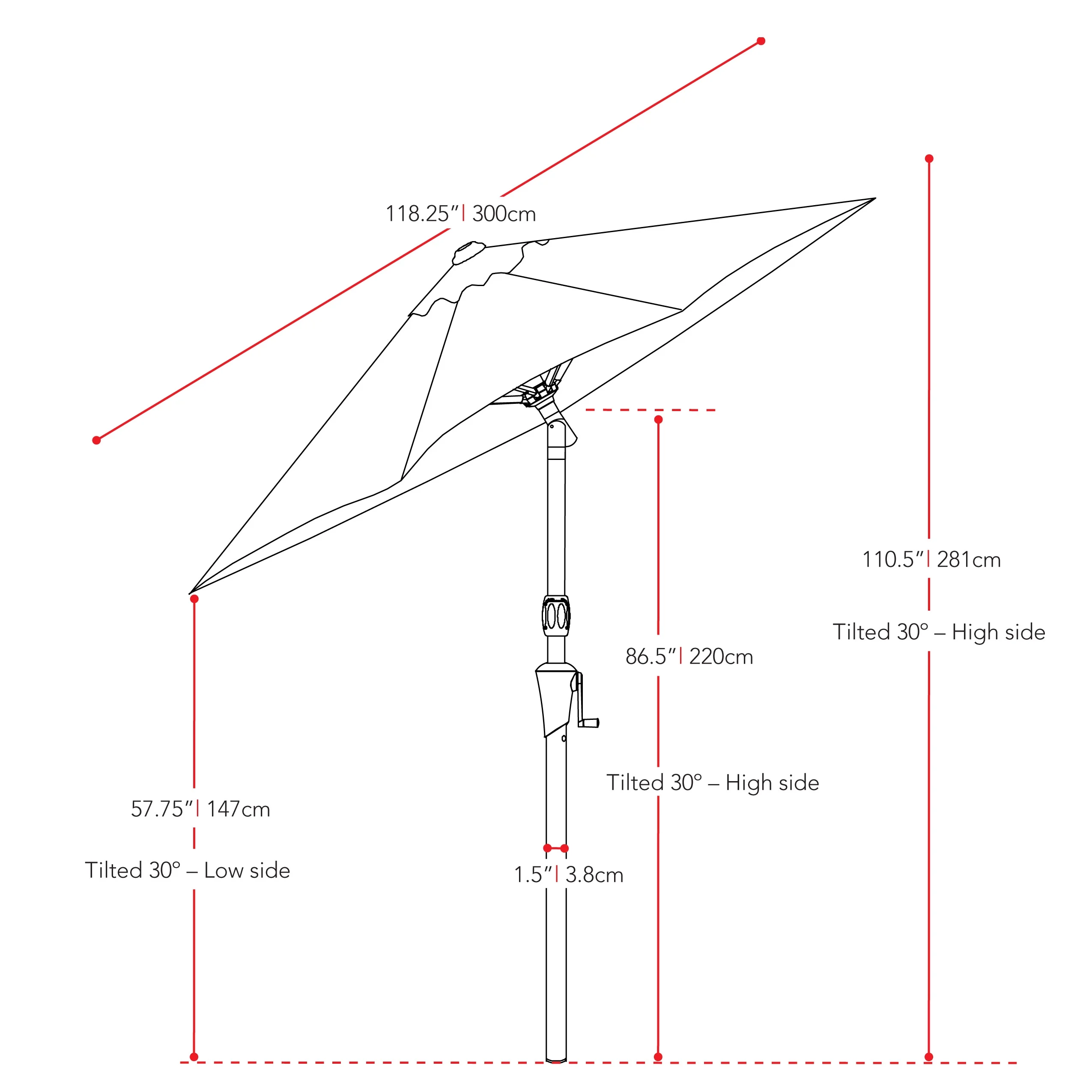 CorLiving 10 Foot Wind Resistant Patio Umbrella, Outdoor Parasol with Crank Tilt, Round Market Umbrella for Patio, Umbrella with Crank, Tilt Umbrella, Outdoor Umbrella, White - Image 21