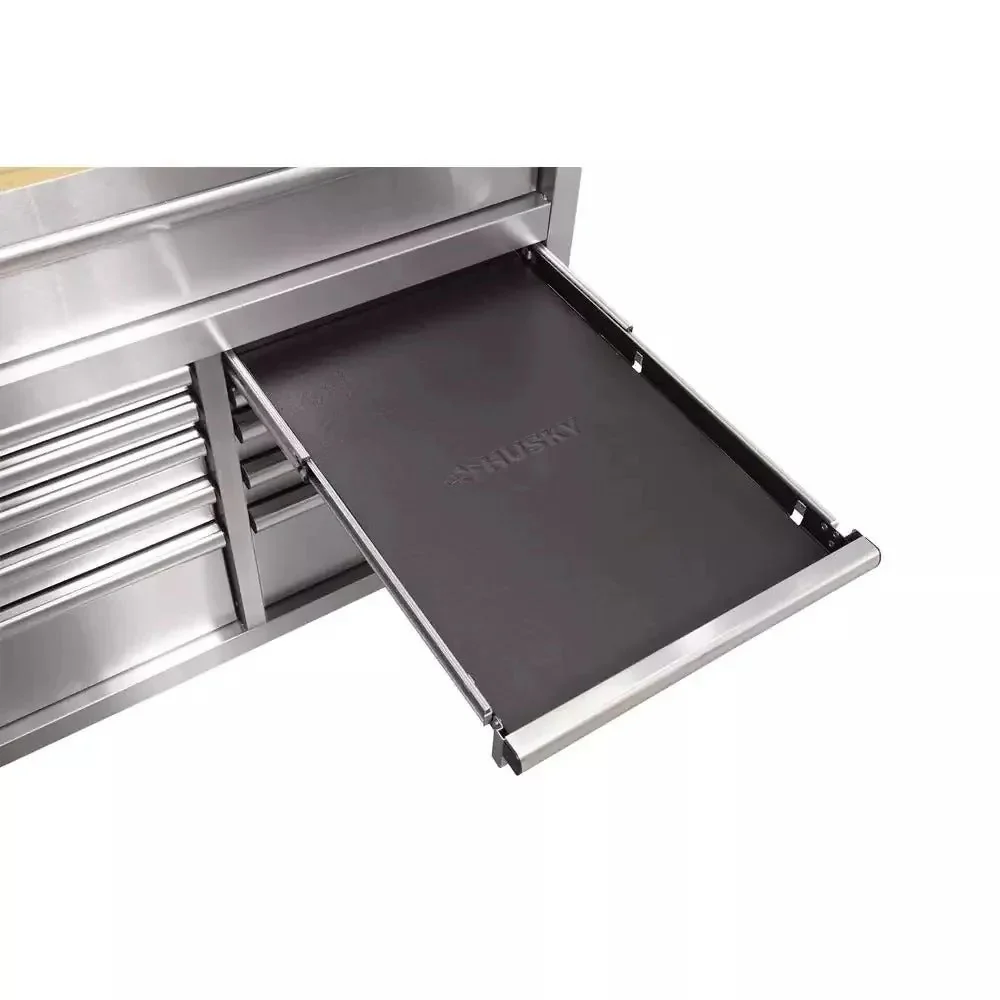 72 in. 18-Drawer 24 in. D Mobile Workbench With Solid Wood Top - Stainless Steel - Image 8 72 in. 18-Drawer 24 in. D Mobile Workbench With Solid Wood Top - Stainless Steel - Image 8
