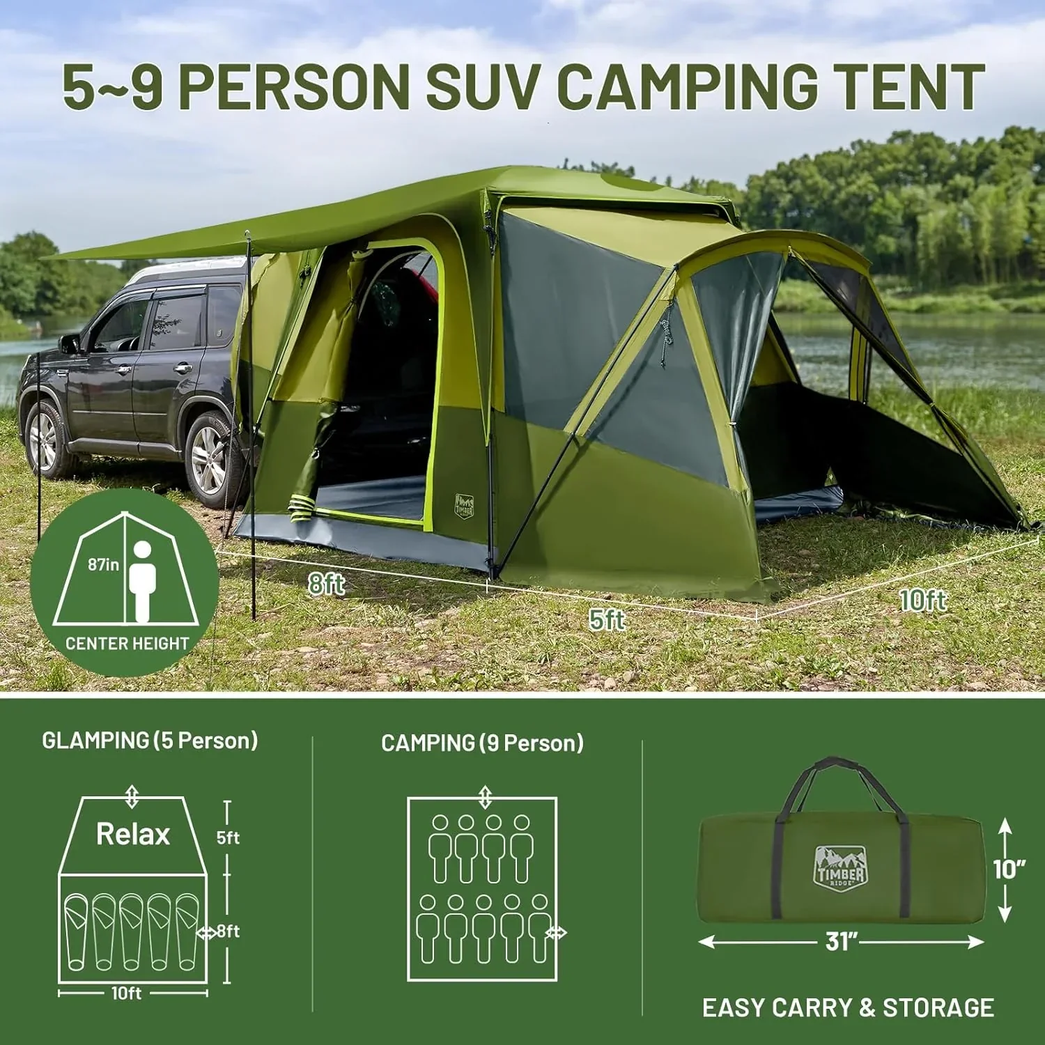 TIMBER RIDGE SUV Tent, 5-9 Person, 13' W x 10' L x 7.1' H - Image 21 TIMBER RIDGE SUV Tent, 5-9 Person, 13' W x 10' L x 7.1' H - Image 21