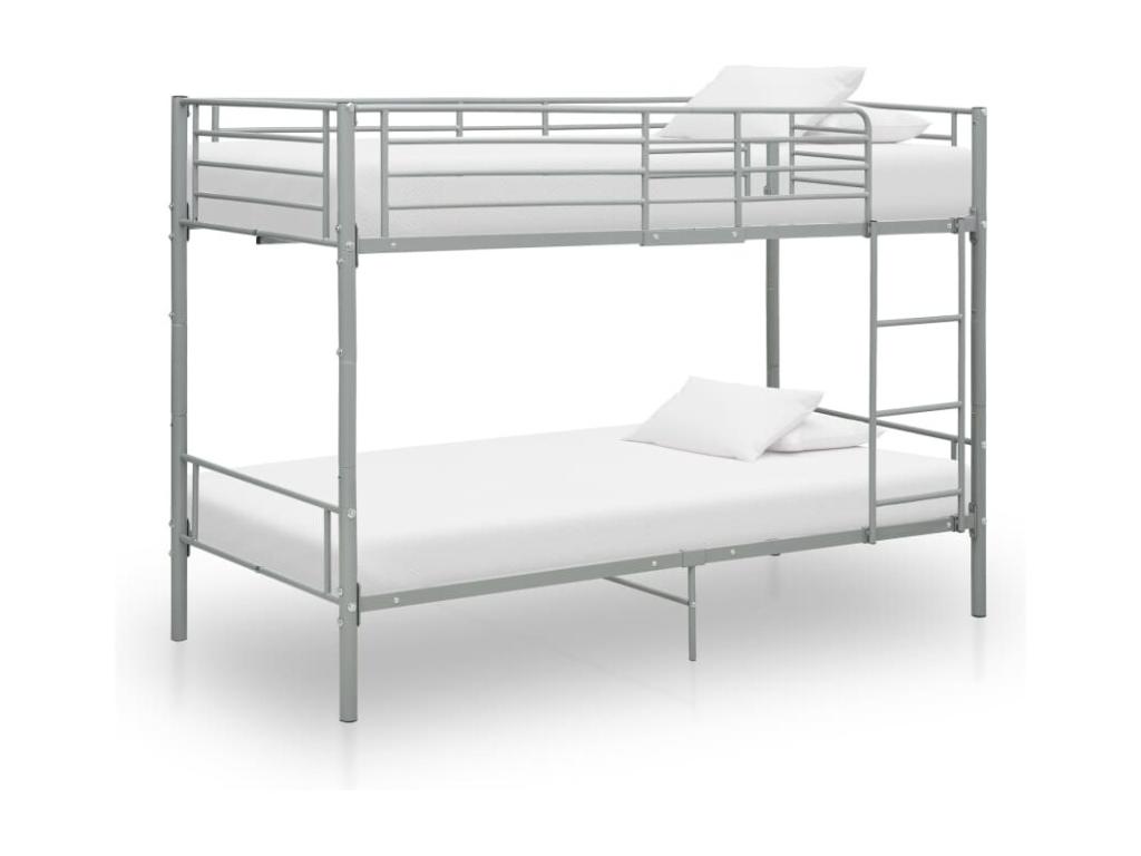 Cama litera de metal gris 90x200 cm