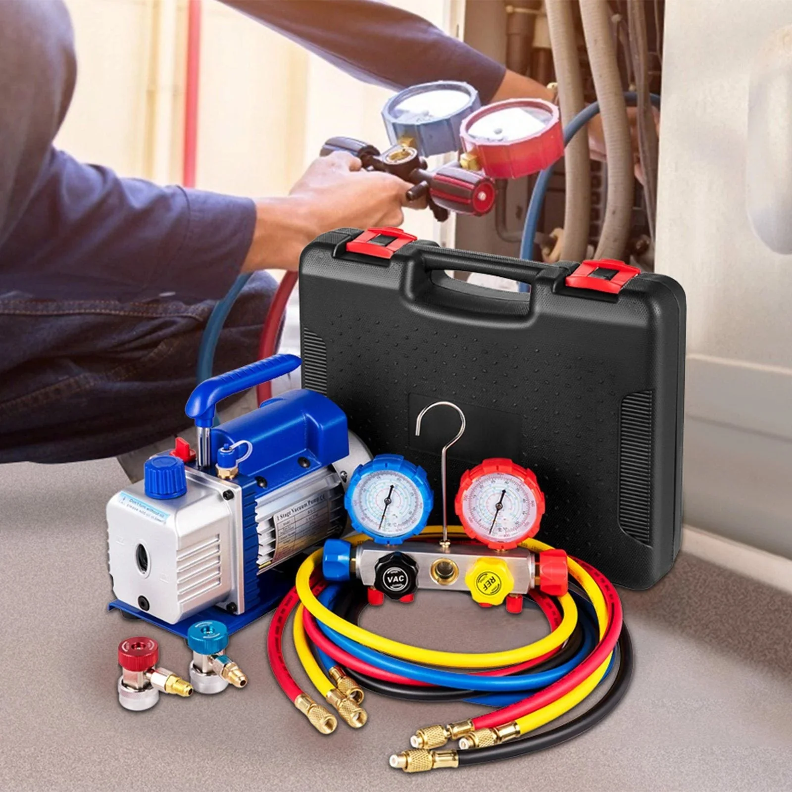 HVAC Vacuum Pump Kit, 4.8 CFM, 1/3 HP, Single Stage, 5 Pa - ZK44.8CFM - Image 8 HVAC Vacuum Pump Kit, 4.8 CFM, 1/3 HP, Single Stage, 5 Pa - ZK44.8CFM - Image 8