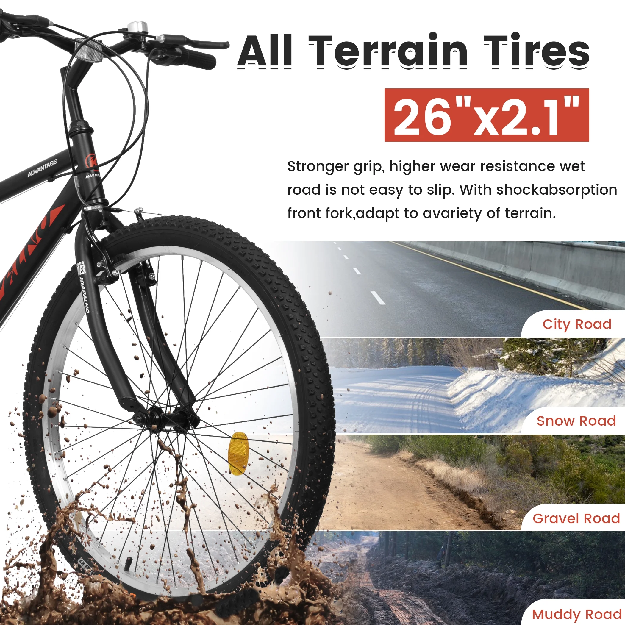 Ecarpat Mountain Bike 26 Inch for Men Women, 21 Speeds High-Carbon Steel Frame, Classic Adult Teens Sport Bicycle, V Brakes Bicycle for Snow City Commuters and Short Trip - Image 6